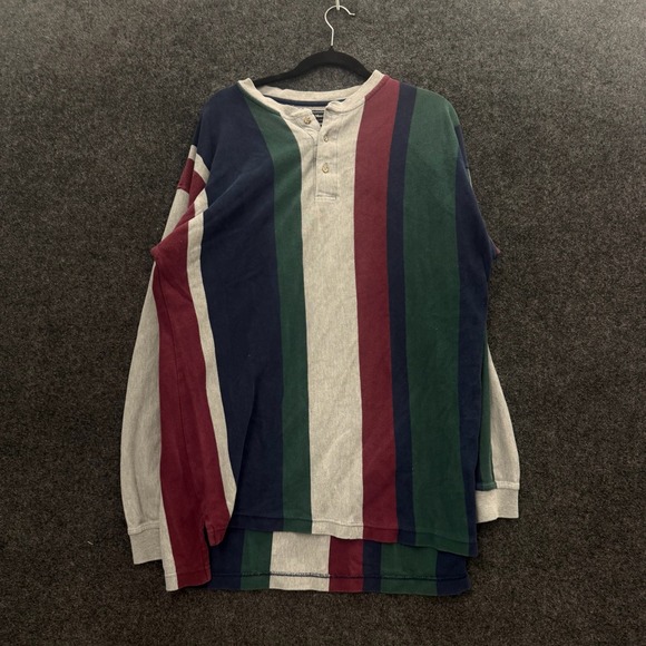 Preswick & Moore Other - Preswick & Moore Mens Large Striped Henley Shirt Long Sleeve Cotton Pique Multi